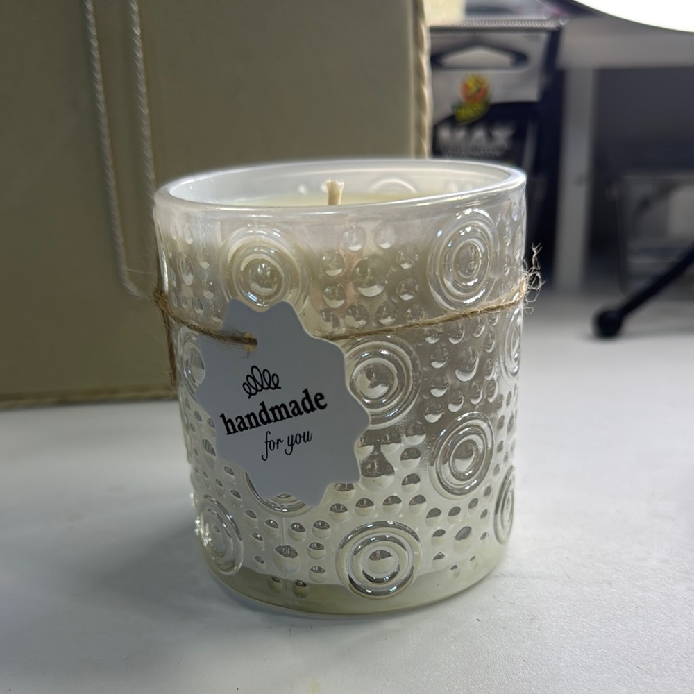 *FINAL PRICE* Handmade Soy Candle with Textured Iridescent Glass Container